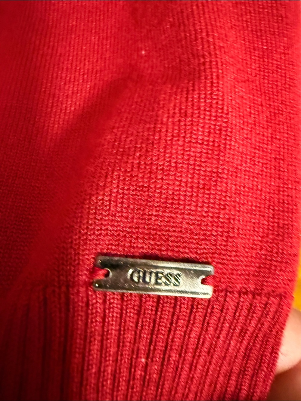 Guess Red Rhinestone Logo Knit Top - Picture 5 of 6